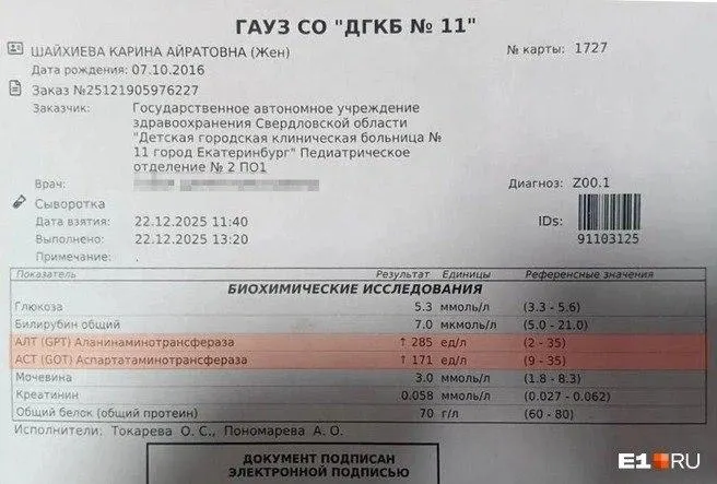 Родители утверждают, что после назначенной в детской больнице профилактической терапии у девочки резко ухудшилась функция печени. По официальным данным, причиной смерти стала печёночная недостаточность, вызванная приёмом лекарств; семья добилась возбуждения уголовного дела.