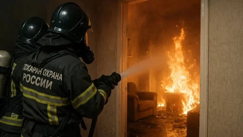 В десятиэтажном доме на Павловском тракте загорелась квартира на третьем этаже. Спасатели вывели одного человека по автолестнице, пострадавших нет; площадь пожара — около 10 м².