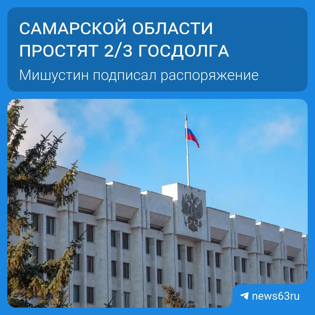 Правительство списало Самарской области 20,8 млрд рублей задолженности. Всего долги 21 региона будут списаны на сумму более 114 млрд рублей — процесс займет до пяти лет; высвободившиеся средства пойдут на дороги, соцпрограммы и инфраструктуру.