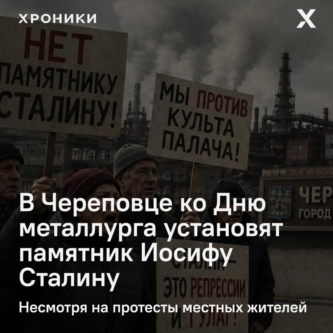 Власти Череповца планируют поставить монумент Сталину рядом с памятником металлургу; изготовление макета контролировал губернатор, а часть горожан выражает резкое несогласие.