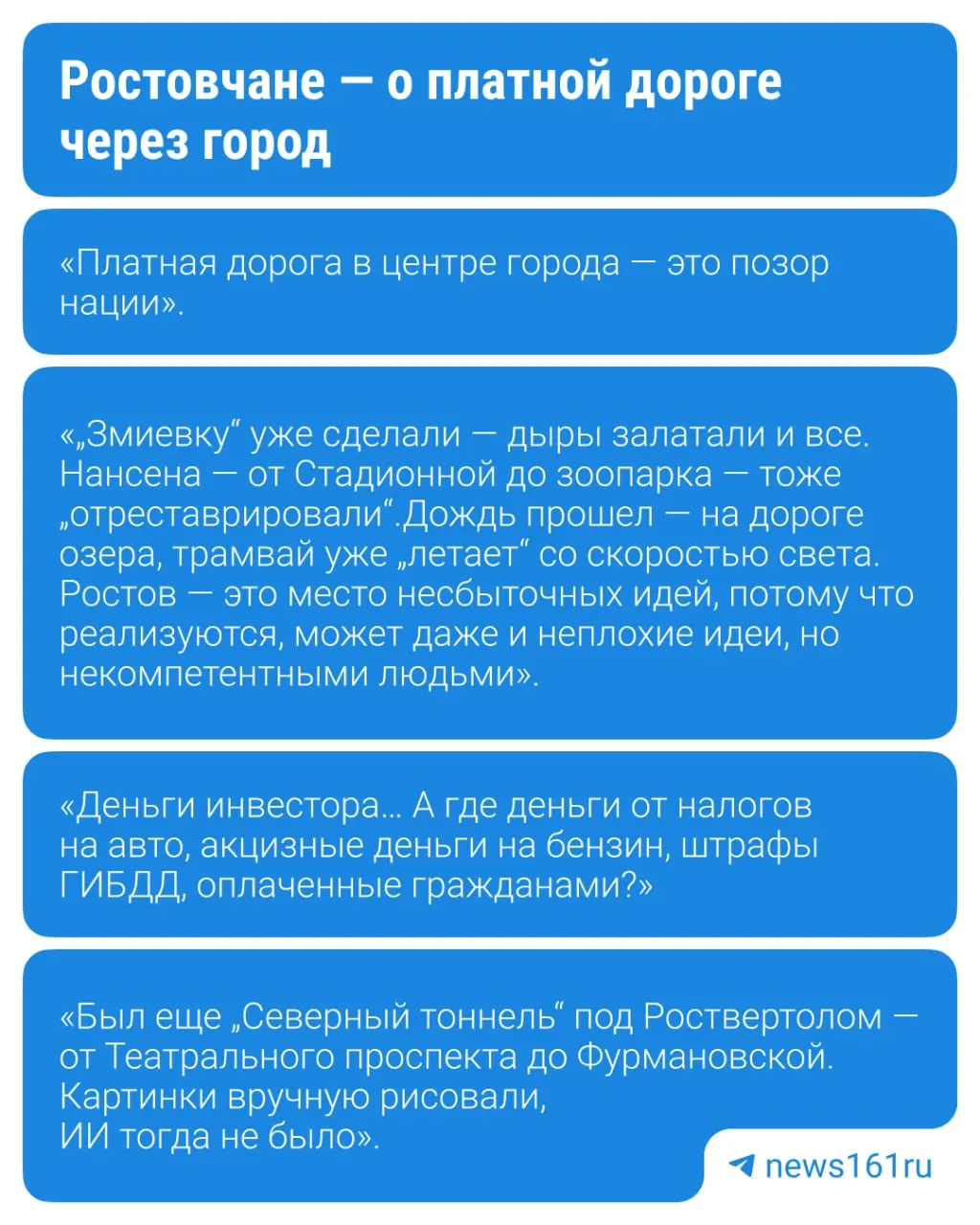 На Петербургском экономическом форуме губернатор Ростовской области Юрий Слюсарь подписал документ по созданию Темерницкого скоростного диаметра — магистрали, призванной связать проспект Сиверса с улицей Таганрогской. Идея трассы обсуждается с 2009 года; мнения жителей разделились.