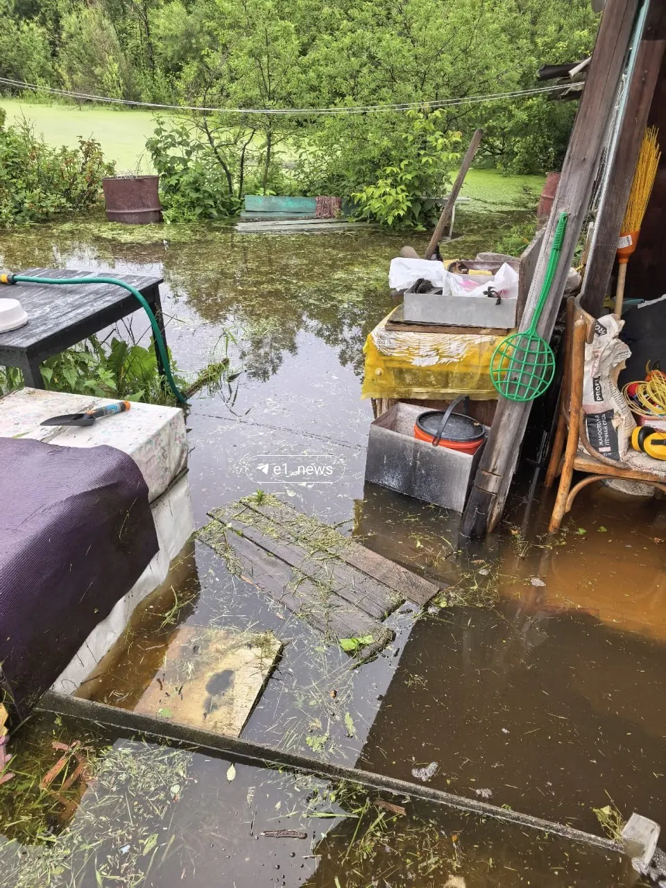В дачном кооперативе «Рябинушки» после сильного ливня вода покрыла дорожки и участки — часть садов превратилась в подобие реки. Сообщений о пострадавших пока нет, масштабы ущерба уточняются.
