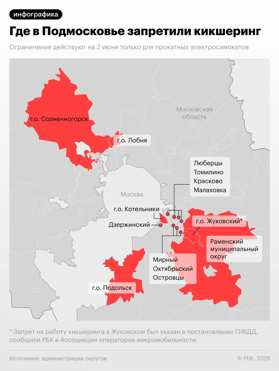 В городском округе Подольск временно запретили прокат и размещение средств индивидуальной мобильности кикшеринговых компаний. Подобные ограничения в Подмосковье начали вводить с 1 апреля — они касаются сервисов аренды, но не частных самокатов.