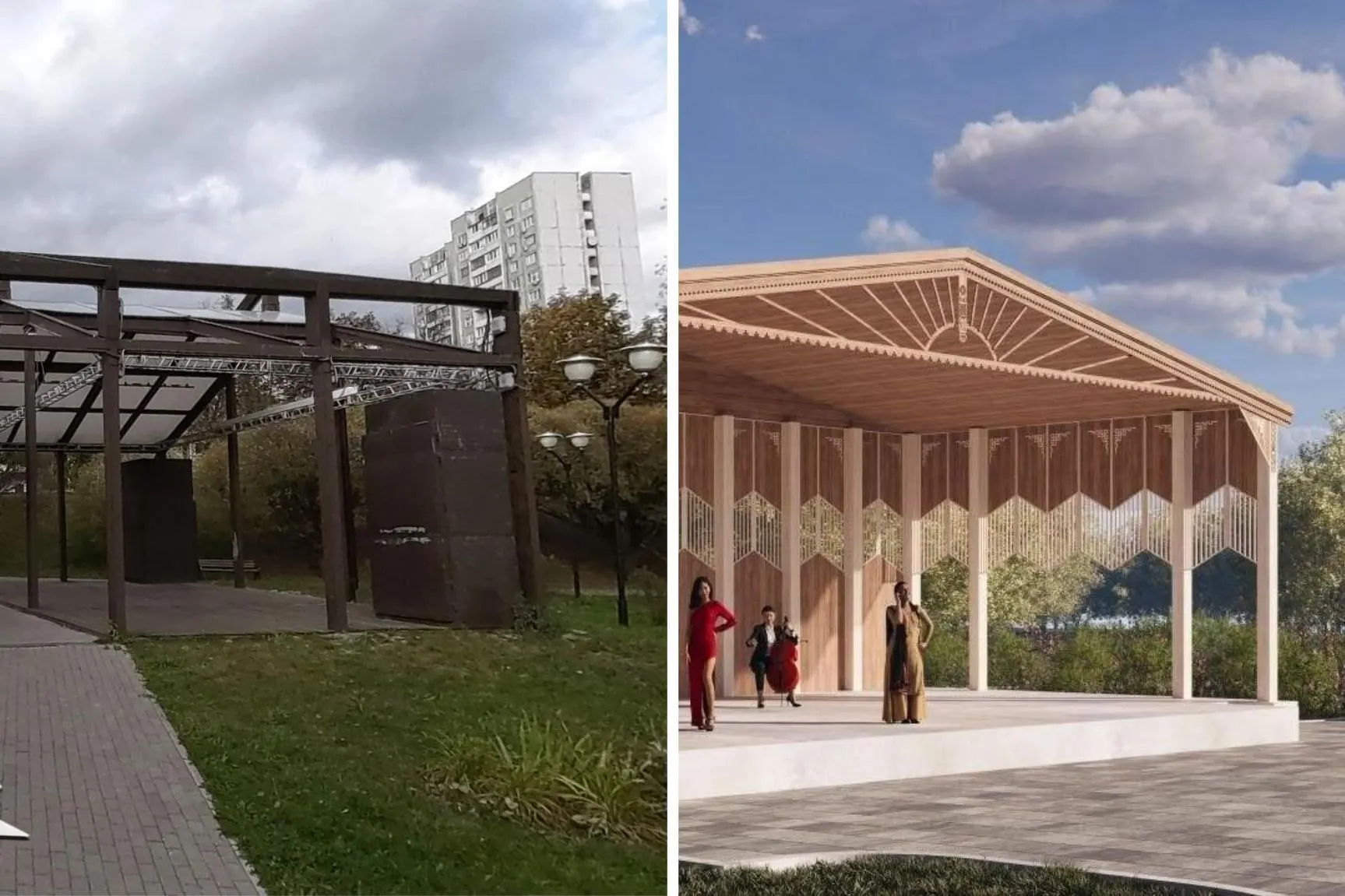 В парке планируют проложить длинные экотропы, заменить асфальт и покрытия детских площадок, обновить сцену, установить пандусы и новое освещение.