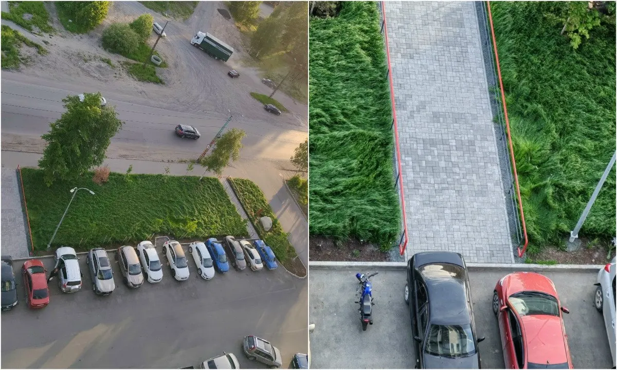 Жительница дома на улице Зайцева рассказала, что автомобили, припаркованные у дорожки, блокируют подход к подъезду — ей приходится обходить их по проезжей части и рисковать безопасностью.