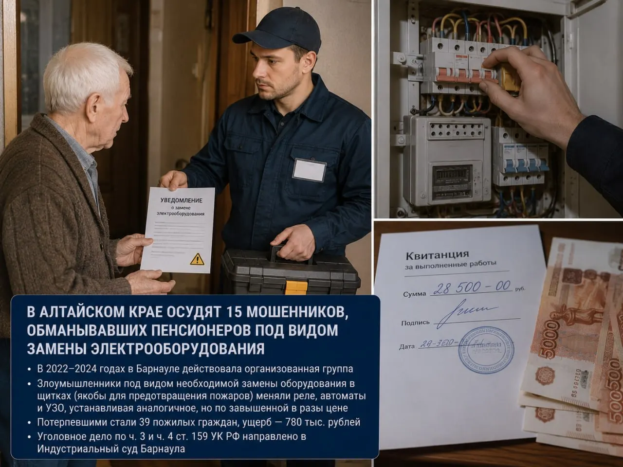 В&nbsp;Барнауле предстанет перед&nbsp;судом группа, обманувшая пенсионеров при&nbsp;замене электрооборудования