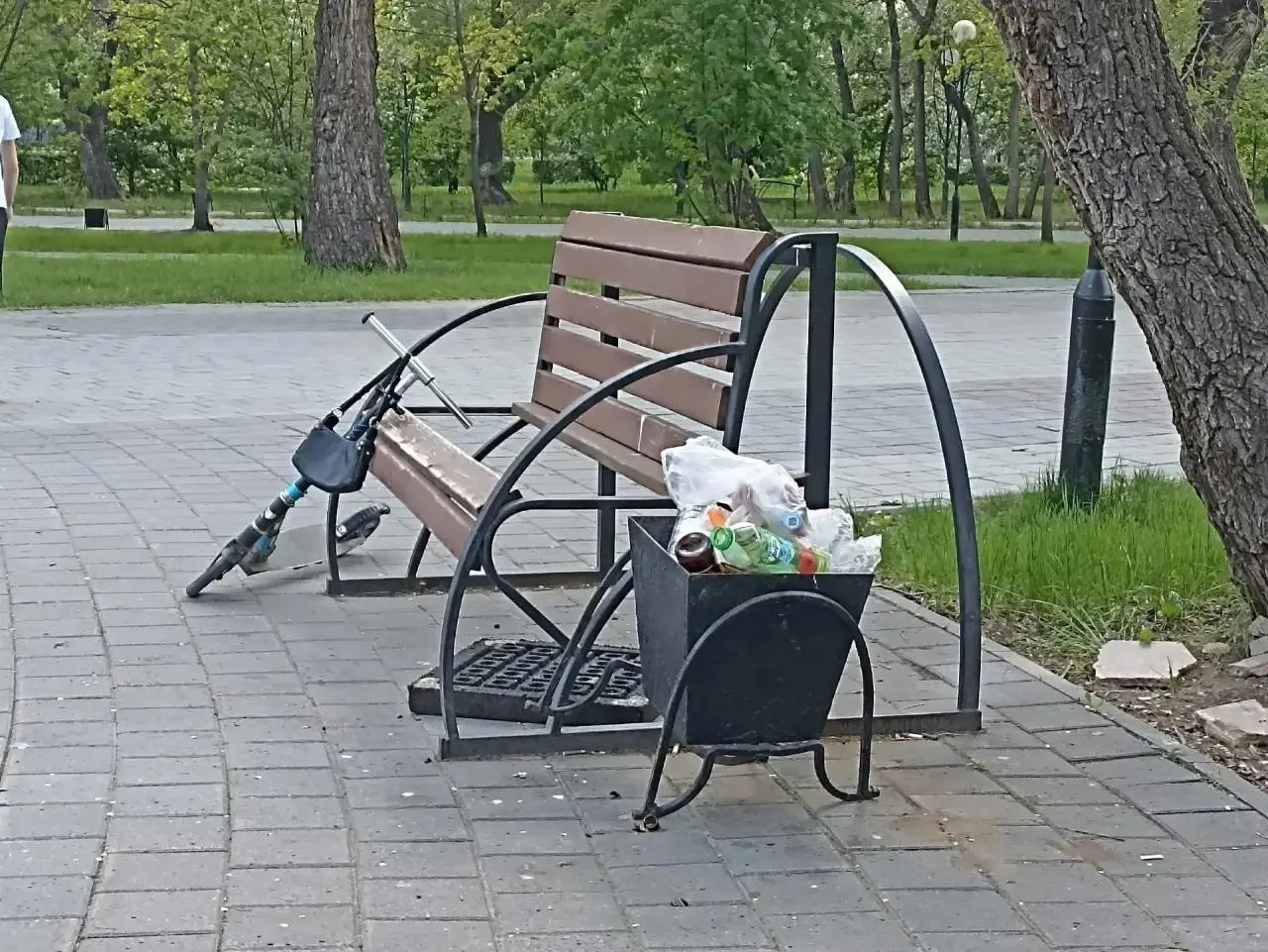 В сквере Комсомольский сломаны скамейки, сняты качели, фонтан не работает, а дорожки заросли. После массовых жалоб муниципалитет осмотрел территорию и поручил подрядчику привести парк в порядок в течение двух недель.