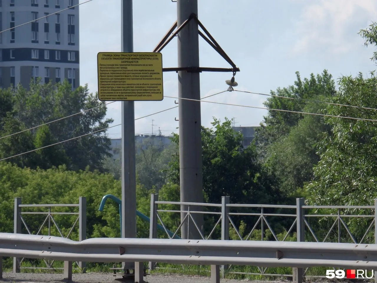 Прогуливающихся по мосту над рекой Мулянка попросили уйти с транспортного объекта: на опорах установлены камеры и громкоговорители, сигнализация, вероятно, реагировала на птиц.
