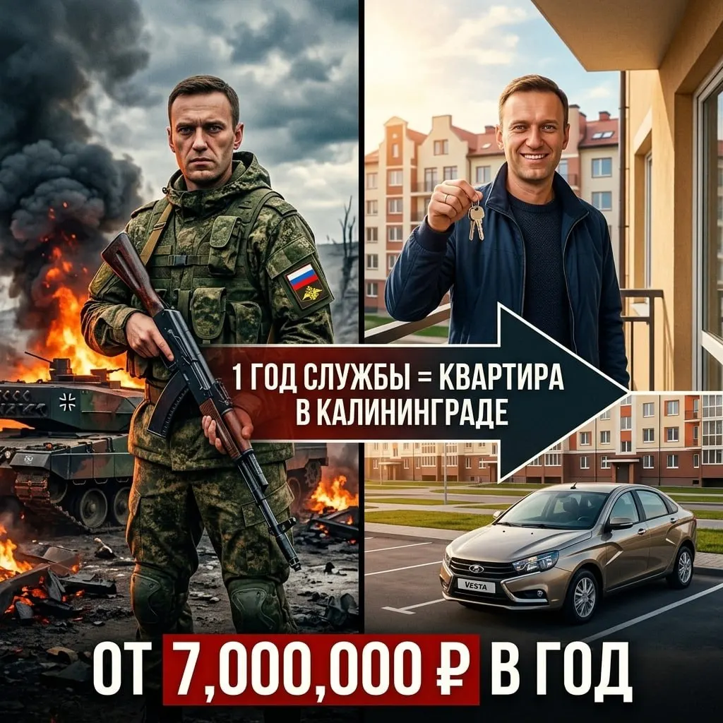 На странице проекта «Родина героев», предлагающего заключить контракт с Минобороны, появилось нейросетевое изображение политика. На сайте обещают выплаты, списание долгов и «квартиру в Калининграде» за год службы; указан ростовский адрес организации.