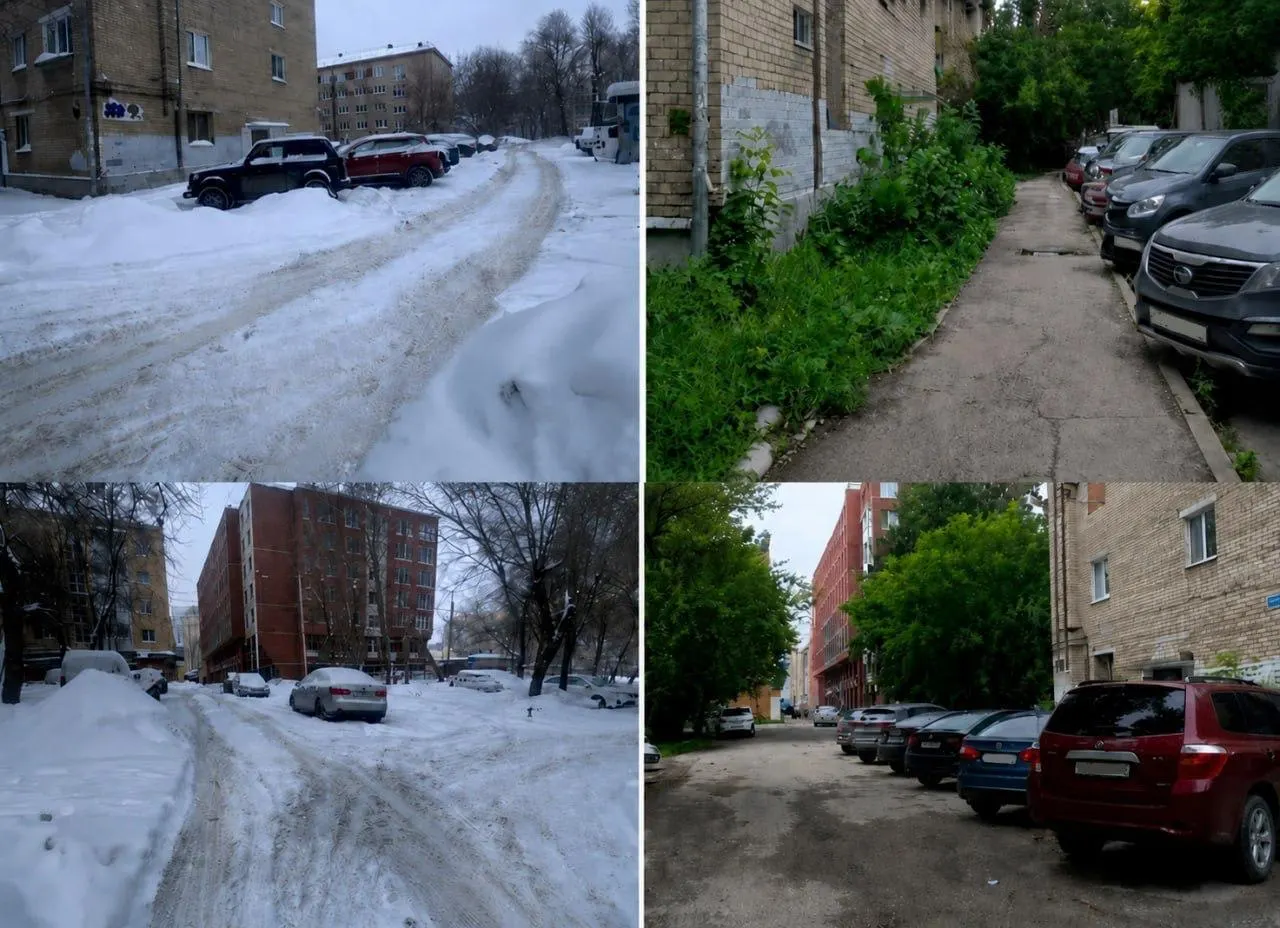 Жительница Перми пожаловалась на нечищеный внутриквартальный проезд. В ответе администрации утверждается, что уборка выполнена по графику, хотя приложенные снимки этого не подтверждают.