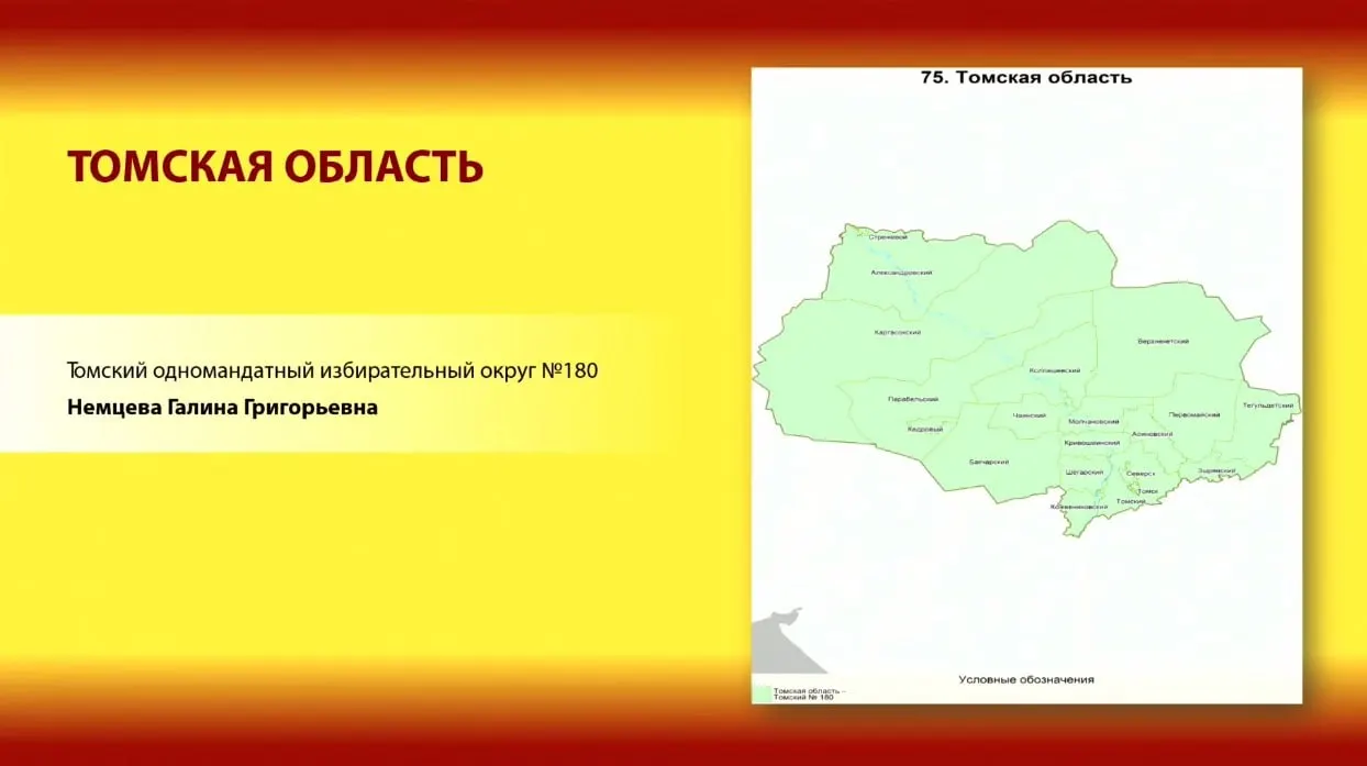 Галина Немцева выдвинута по одномандатному округу №180. В списке кандидатов также представлены представители «Единой России», КПРФ, «Яблока», «Новых людей» и ЛДПР.
