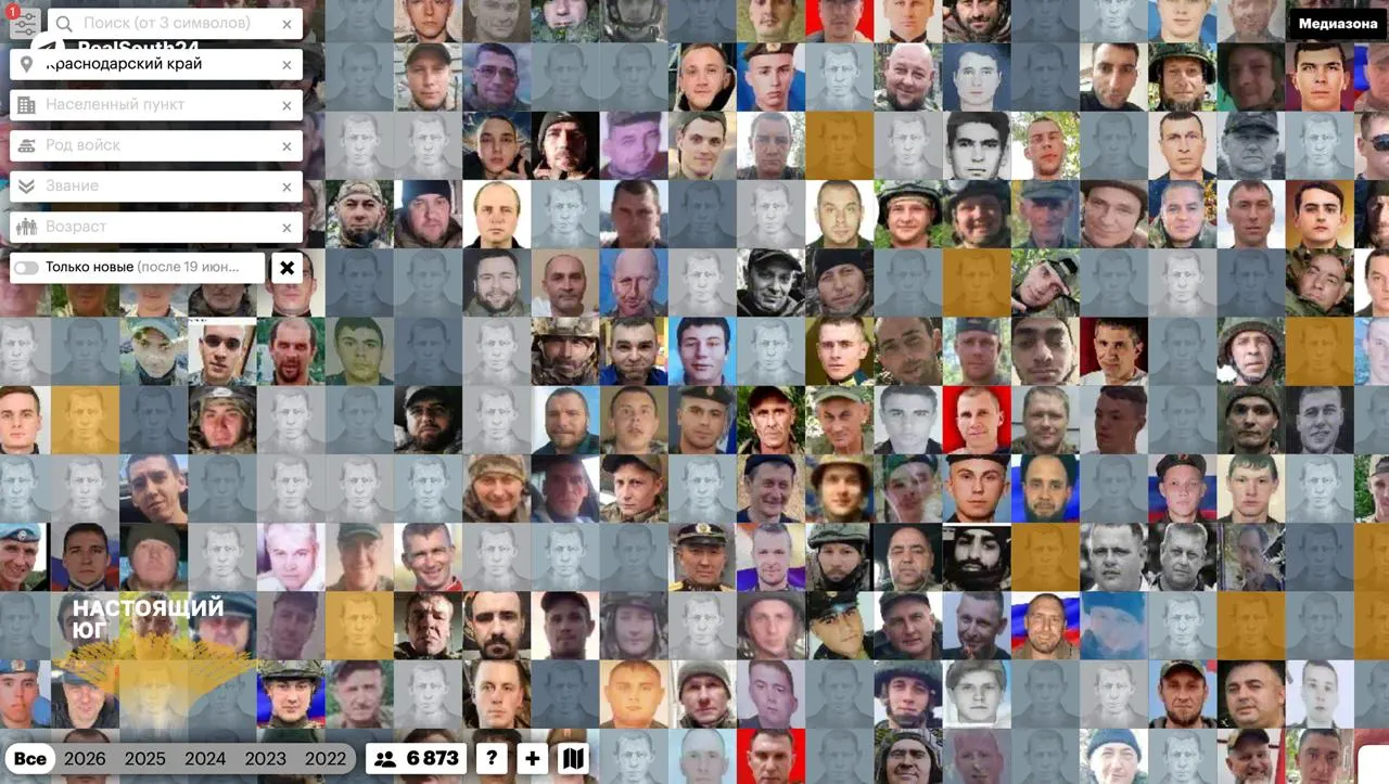 По официальным данным подтверждённых погибших в ЮФО более 20 299 человек. Краснодарский край на первом месте (6 873), за ним Ростовская область (5 770) и Волгоградская область (4 589); реальные потери, вероятно, значительно выше.
