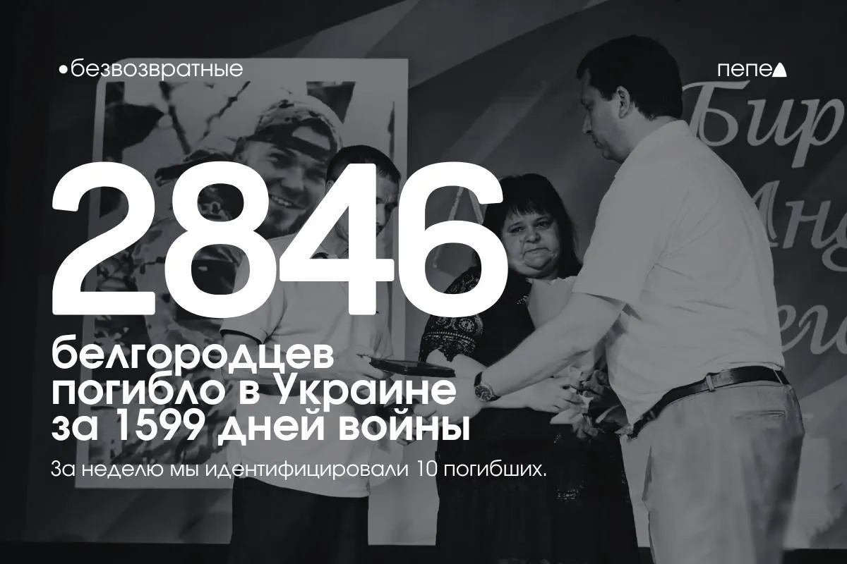 За последний отчётный период в список погибших добавили имена десяти жителей Белгородской области; ещё минимум 152 военнослужащих числятся пропавшими без вести.