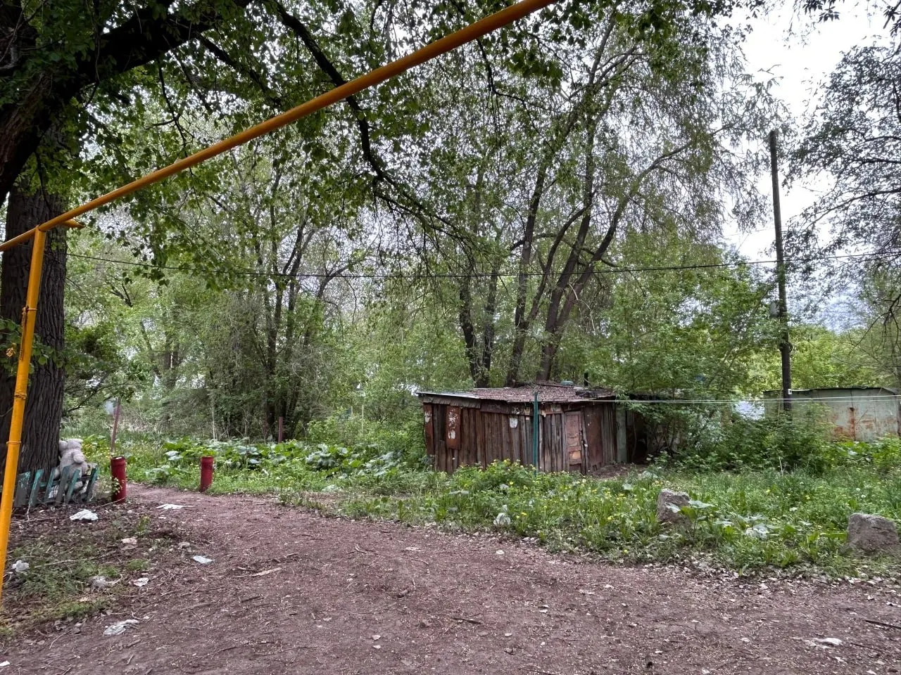 Жильцы дома №19 на улице Земца уже более пяти лет живут в аварийном здании: половина дома расселена, в оставшейся части — пенсионеры без горячей воды и с едва текущим холодным водоснабжением; территория заросла и горит.