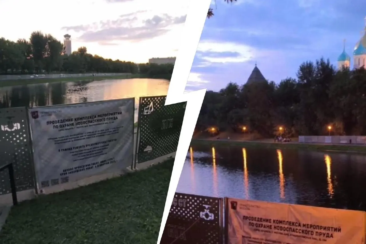 Берег Новоспасского пруда уже огорожен, а местные жители считают, что проект угрозит флоре и фауне: они называют задумку «симулякром» и выступают против работ.