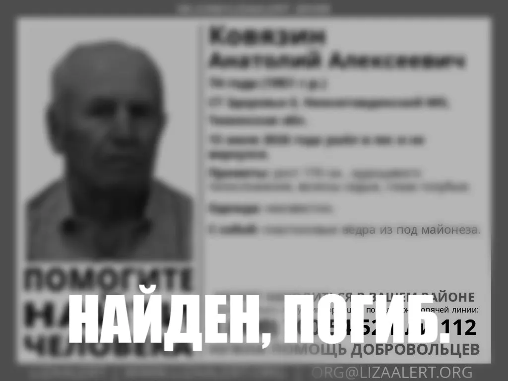 74-летний мужчина исчез 13 июля во время сбора малины; его поиски длились двое суток, после чего его обнаружили погибшим.