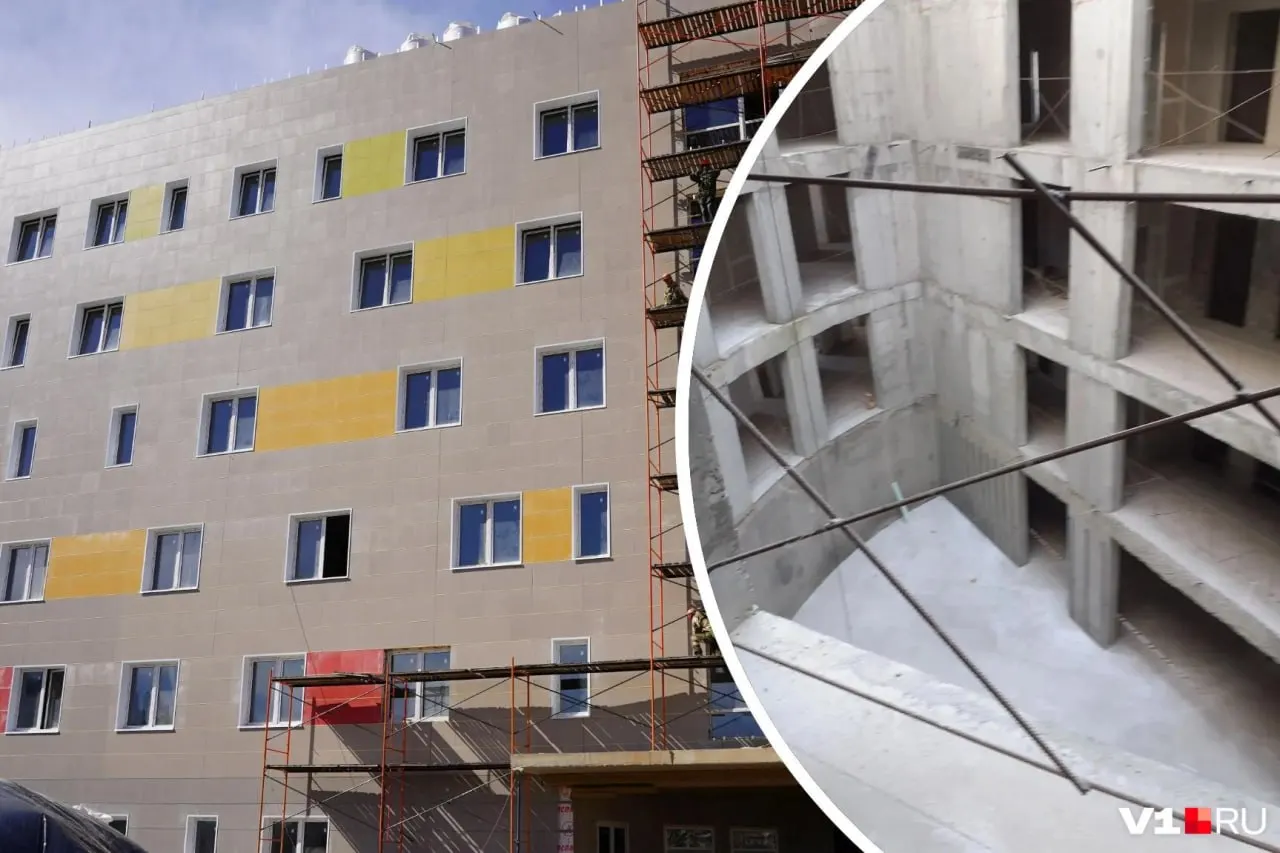 В Волжском остановлено возведение шестиятажной детской поликлиники по федеральному проекту «Здравоохранение»: объект готов менее чем наполовину, а подрядчику уже перечислена крупная сумма.