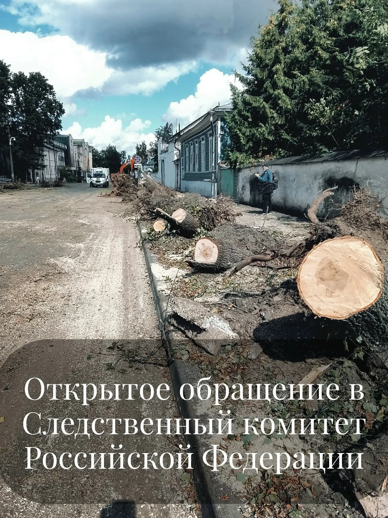 Житель Пскова направил обращение в Следственный комитет РФ с просьбой проверить действия должностных лиц и качество оценки состояния зелёных территорий после массовой вырубки деревьев.