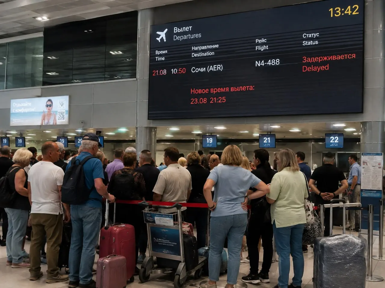 Рейс Nordwind 4-488 из Барнаула в Сочи задерживается уже несколько дней; пассажиры сообщают о повторных переносах вылета и отсутствии официальных комментариев.