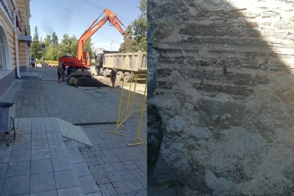 Археологи на Демидовской площади нашли бревенчатое перекрытие и стену из тесаных брёвен, сохранённые холодными грунтовыми водами; работы на площади приостановлены до обследования.