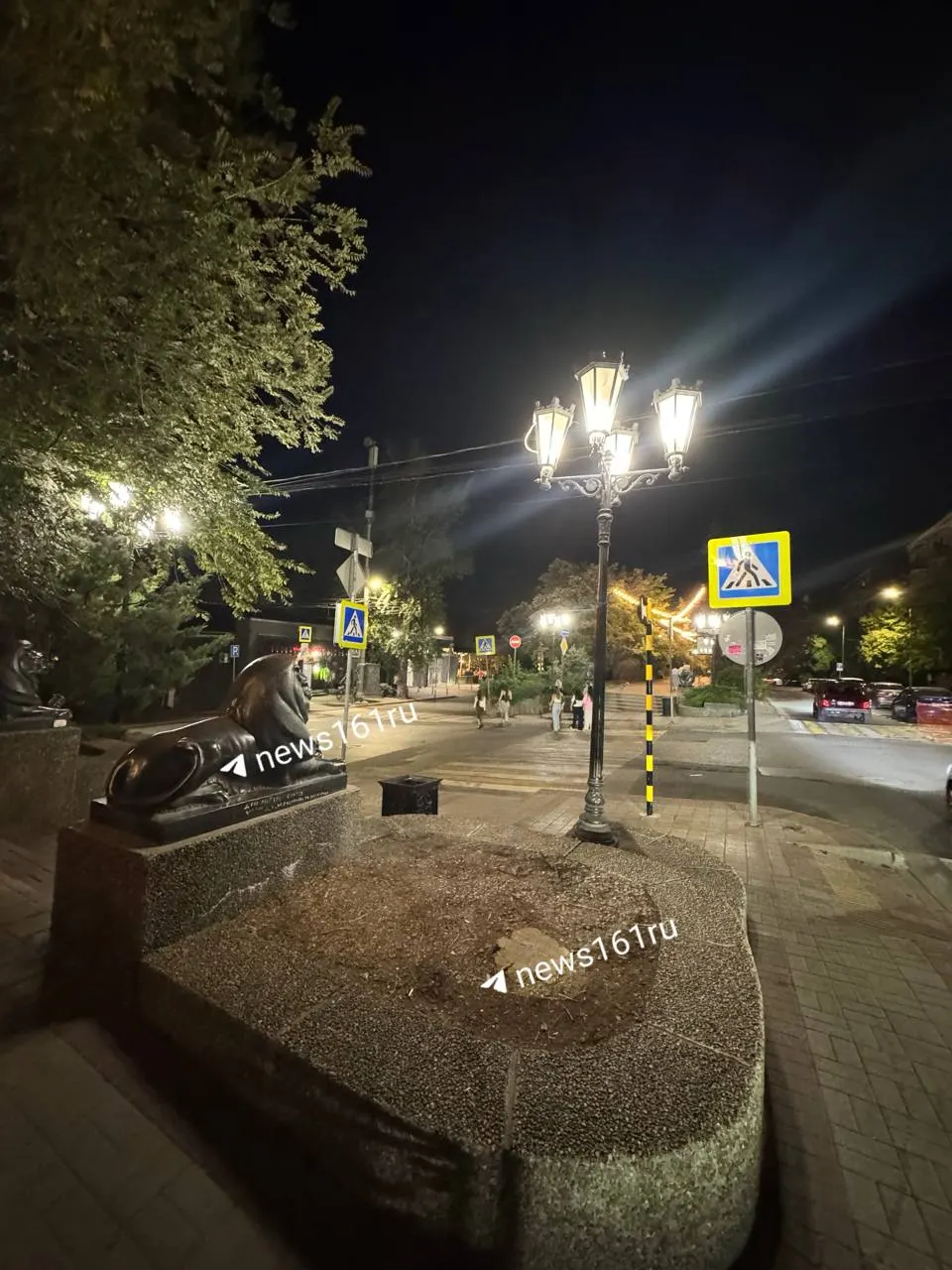 Срублено дерево на одной из улиц города, и теперь фигура льва заметна издалека.