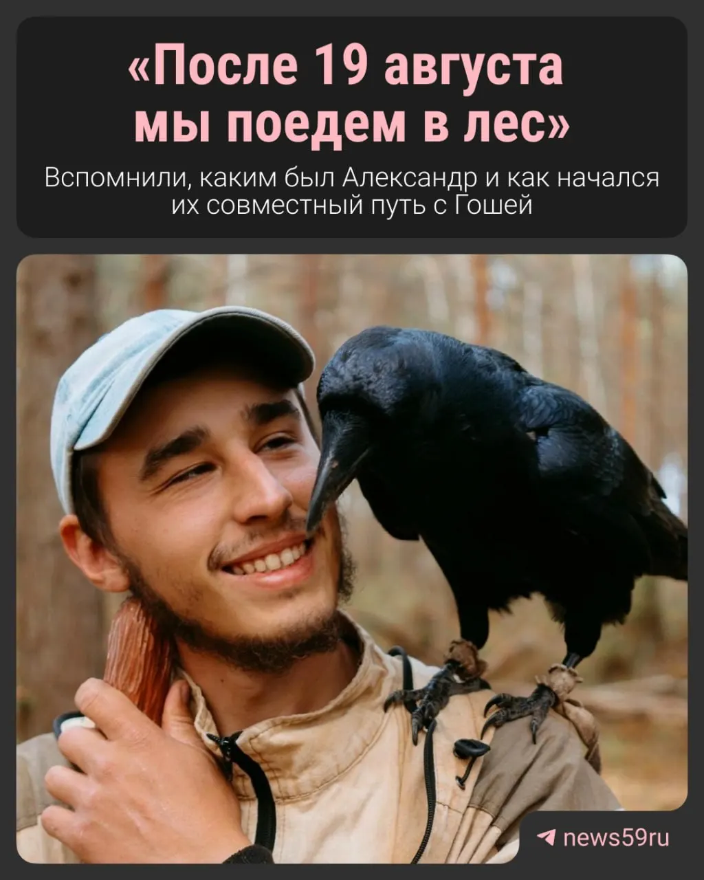 История дружбы блогера Александра Чугайнова и его воронёнка Гоши, растившегося под опекой, рассказывает о заботе, росте птицы и памяти о человеке.