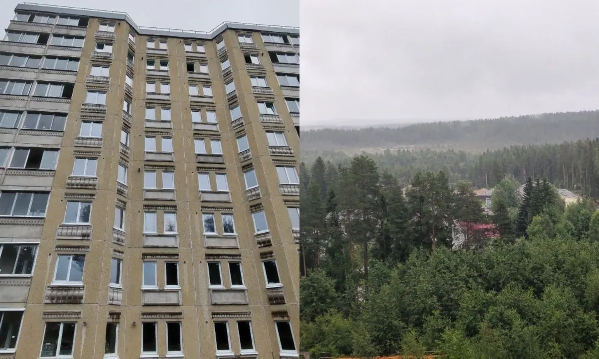 Девятиэтажный дом в Костомукше строят уже более десяти лет; новая компания потратила на просушку здания более года перед возобновлением работ.