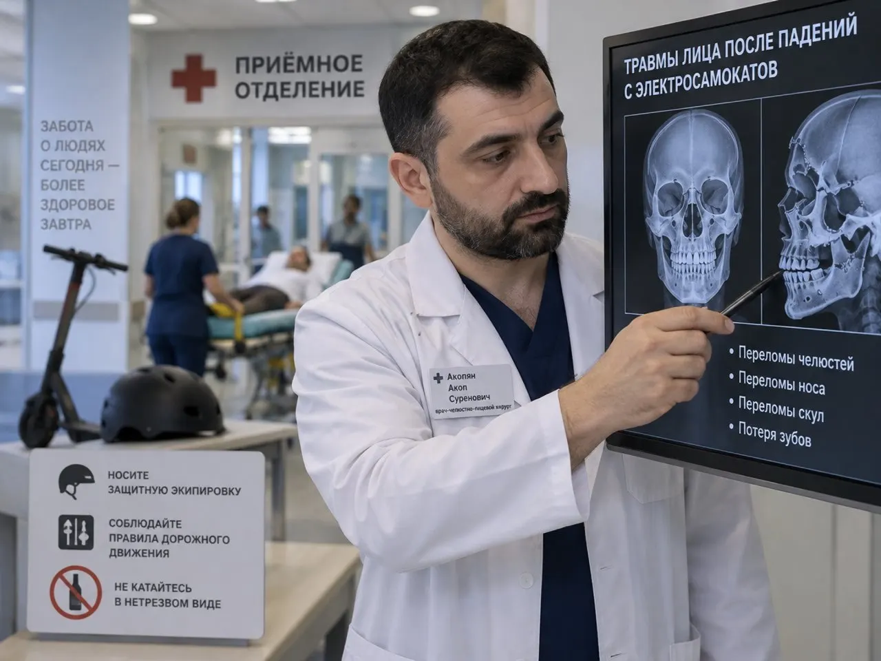За сезон в городе зафиксированы переломы лицевых костей и зубов после падений с электросамокатов; врачи призывают соблюдать правила безопасности.