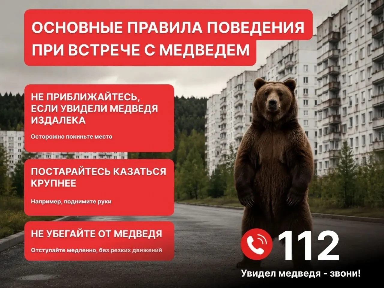Город вводит превентивные меры: патрули, координация служб и инструктажи для учреждений; при обнаружении животного — звонок по номеру 112.