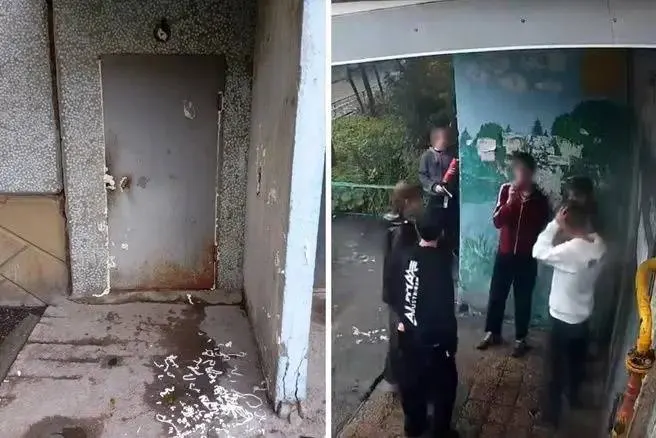 Жильцы дома на улице Полторацкого сообщили о запенивании входа подростками; полиция начала проверку.