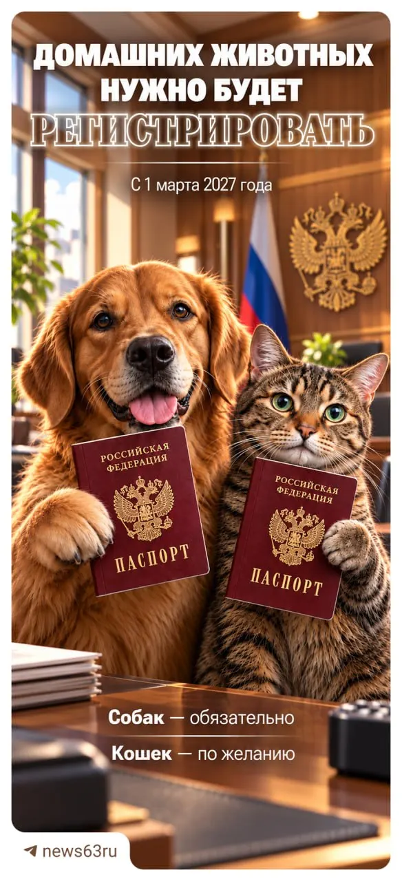 В регионе обсуждают меры по учёту домашних животных: регистрация собак становится обязательной; чипирование — платное, регистрация кошек — по желанию.