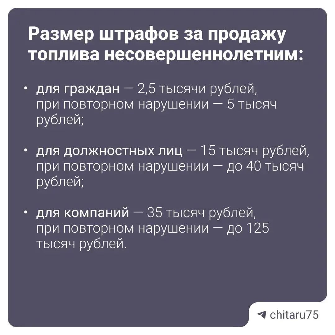 Депутаты закрепили новые штрафы за продажу топлива несовершеннолетним. Закон вступит в силу 1 сентября, меры приняты после роста ДТП с участием подростков.