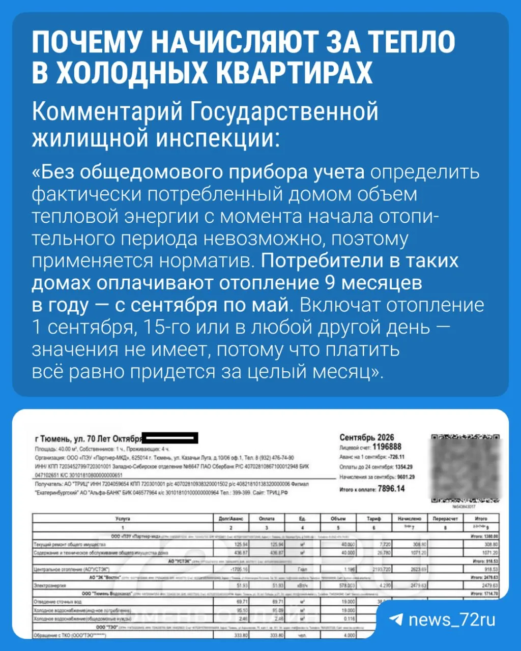 Жители региона сталкиваются с начислениями за отопление в сентябре, несмотря на отсутствие тепла; разъяснения от жилищной инспекции и порядок оплаты.