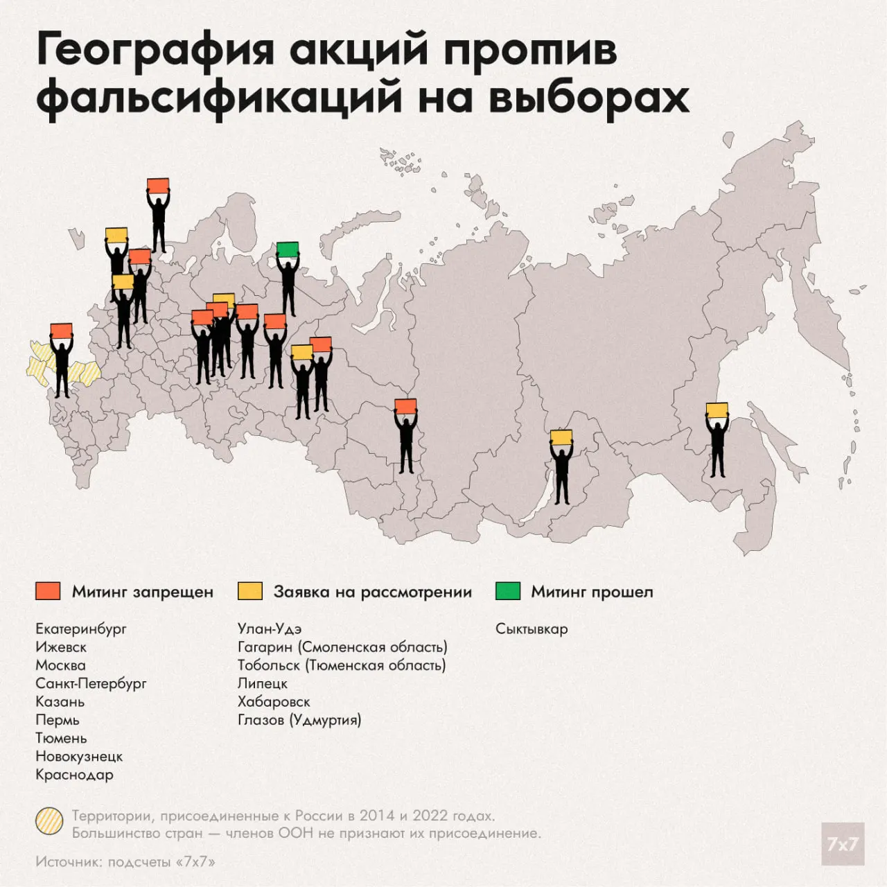 Власти запретили митинги против нарушений на выборах в нескольких городах; остаются на рассмотрении заявки в других, а активисты сталкиваются с давлением и предостережениями со стороны властей.