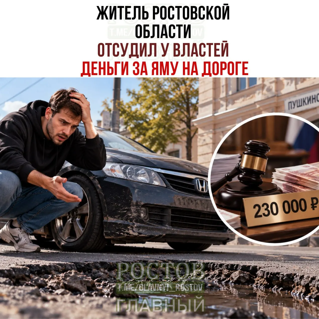 Местный житель подал иск в суд после повреждения автомобиля из-за выбоины; суд обязал департамент ЖКХ и благоустройства выплатить компенсацию в размере 230 тысяч рублей.