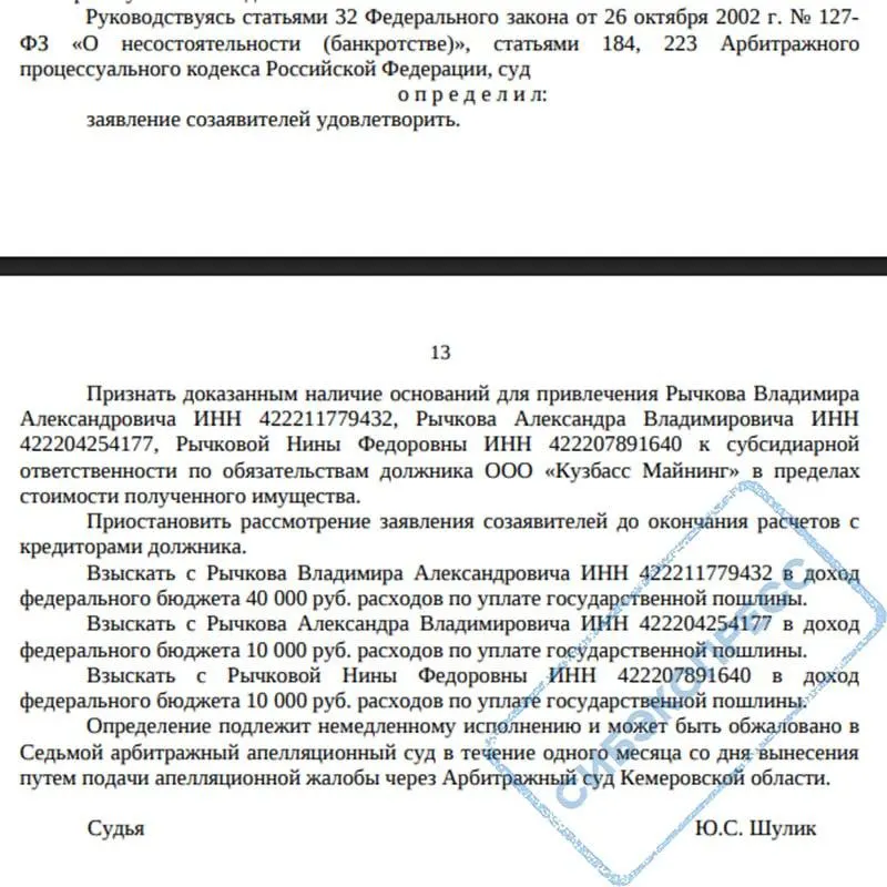 Арбитражный суд привлек к субсидиарной ответственности близких бизнесмена по делу о выводе активов, включая восемь дорогих автомобилей, дом и квартиры на миллионы рублей.