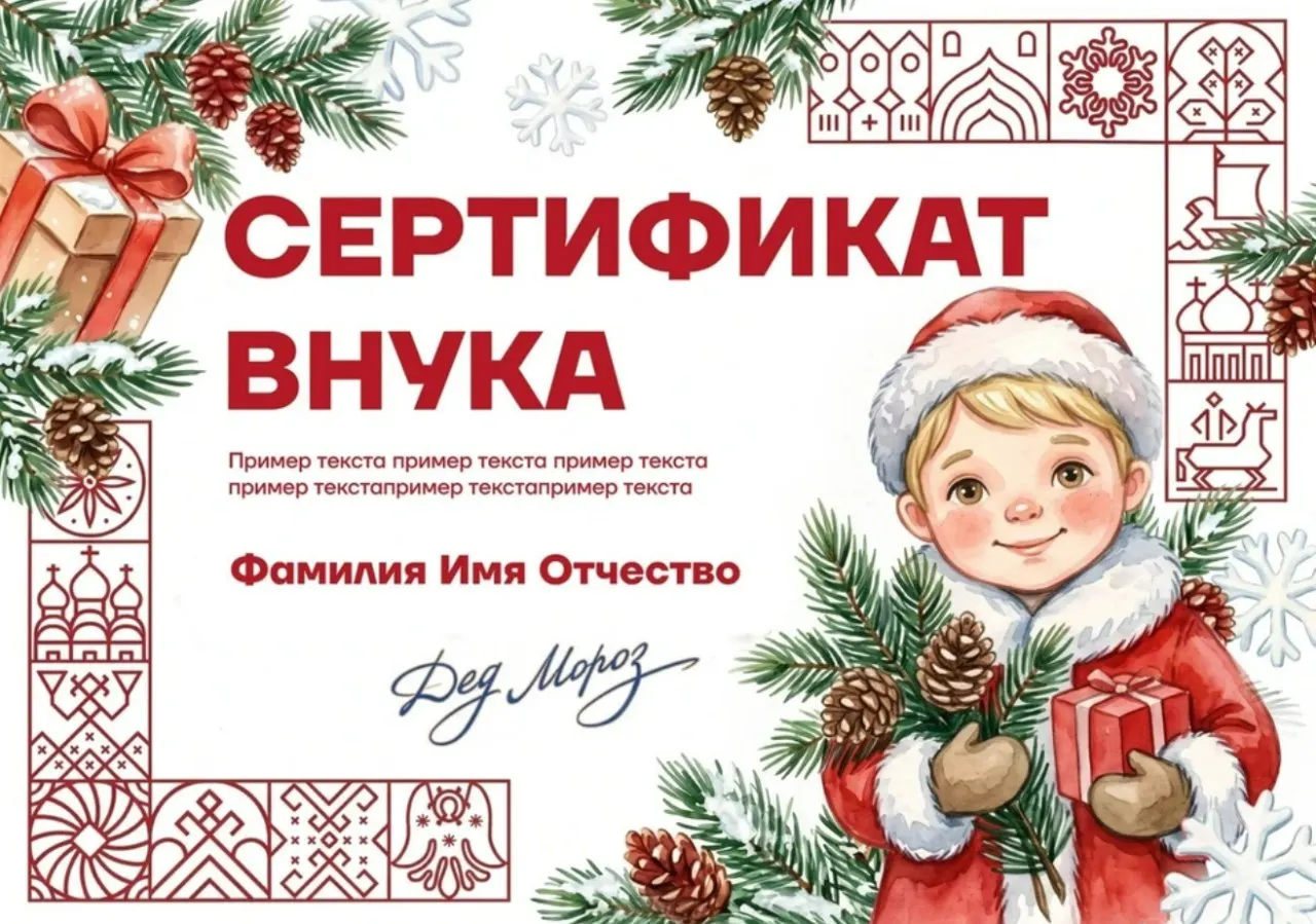 Каждому новорождённому выдают именной сертификат, позволяющий раз в год бесплатно посетить вотчину Деда Мороза в Великом Устюге, пока ребенку не исполнится 10 лет.