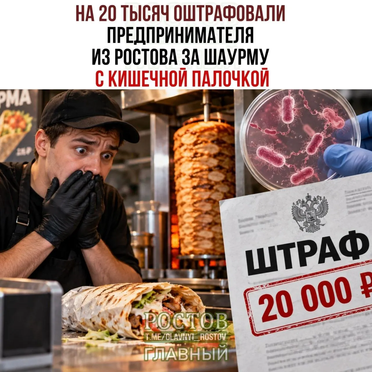 В арбитражном суде Ростовской области рассмотрено дело о нарушении техрегламентов при продаже шаурмы; предприниматель признал вину, штраф составил 20 тысяч рублей.